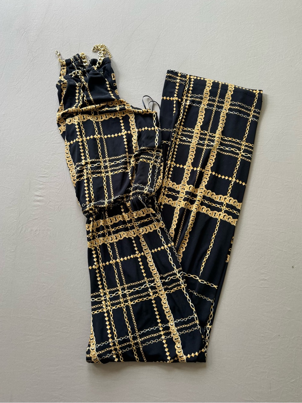 Thalia Sodi Chain Link Belted Wide-Leg Halter Jumpsuit